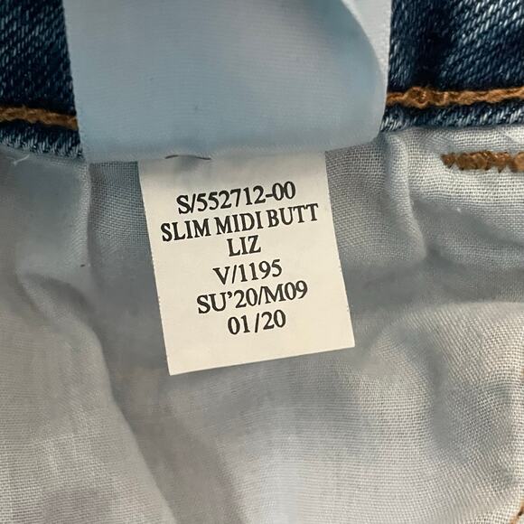 Old Navy Womens Size 0 Slim Midi Butt Liz Denim Jean Shorts Exposed Button Fly - Picture 4 of 10